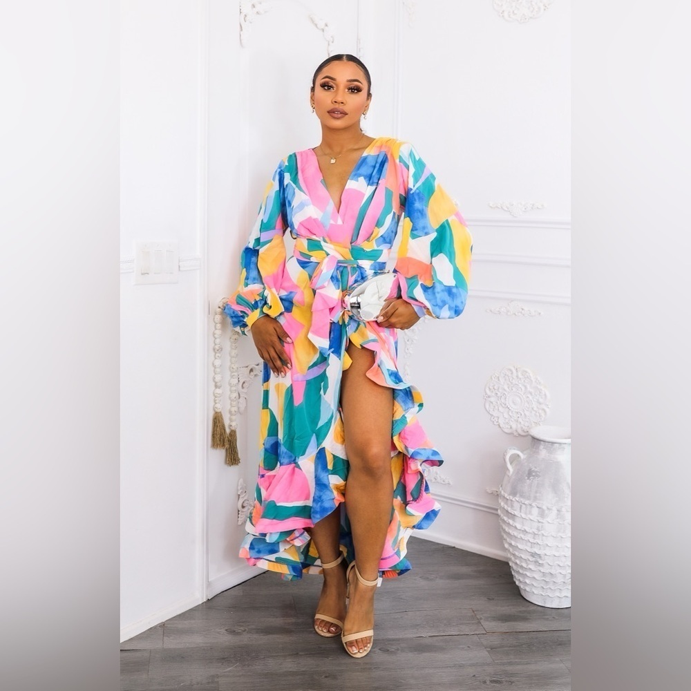 Colorful Abstract Maxi Dress - Picture 3 of 6